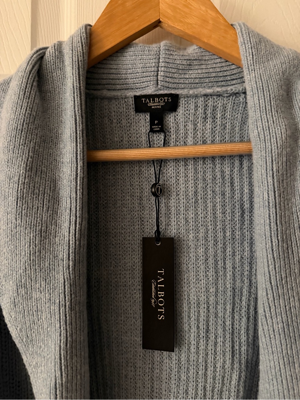 Talbots Pale Blue Hooded Belted Cardigan - Picture 8 of 8
